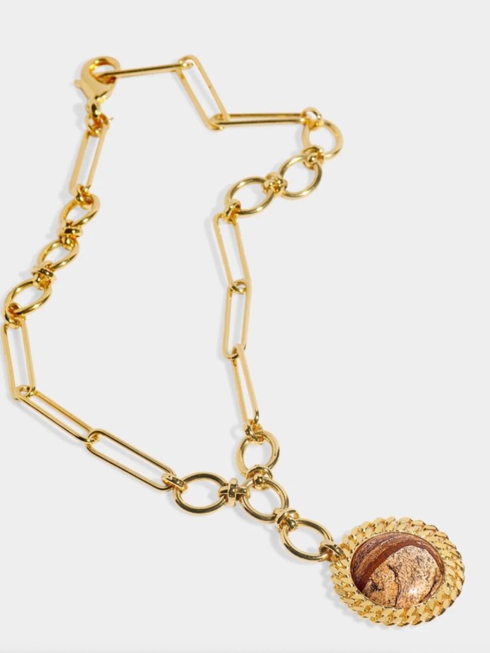 Nicole Romano Rana Mixed Chain & Jasper Medallion Necklace